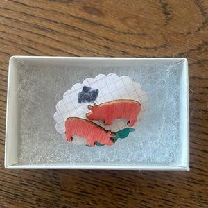 Delicate Piggy Wood Earrings